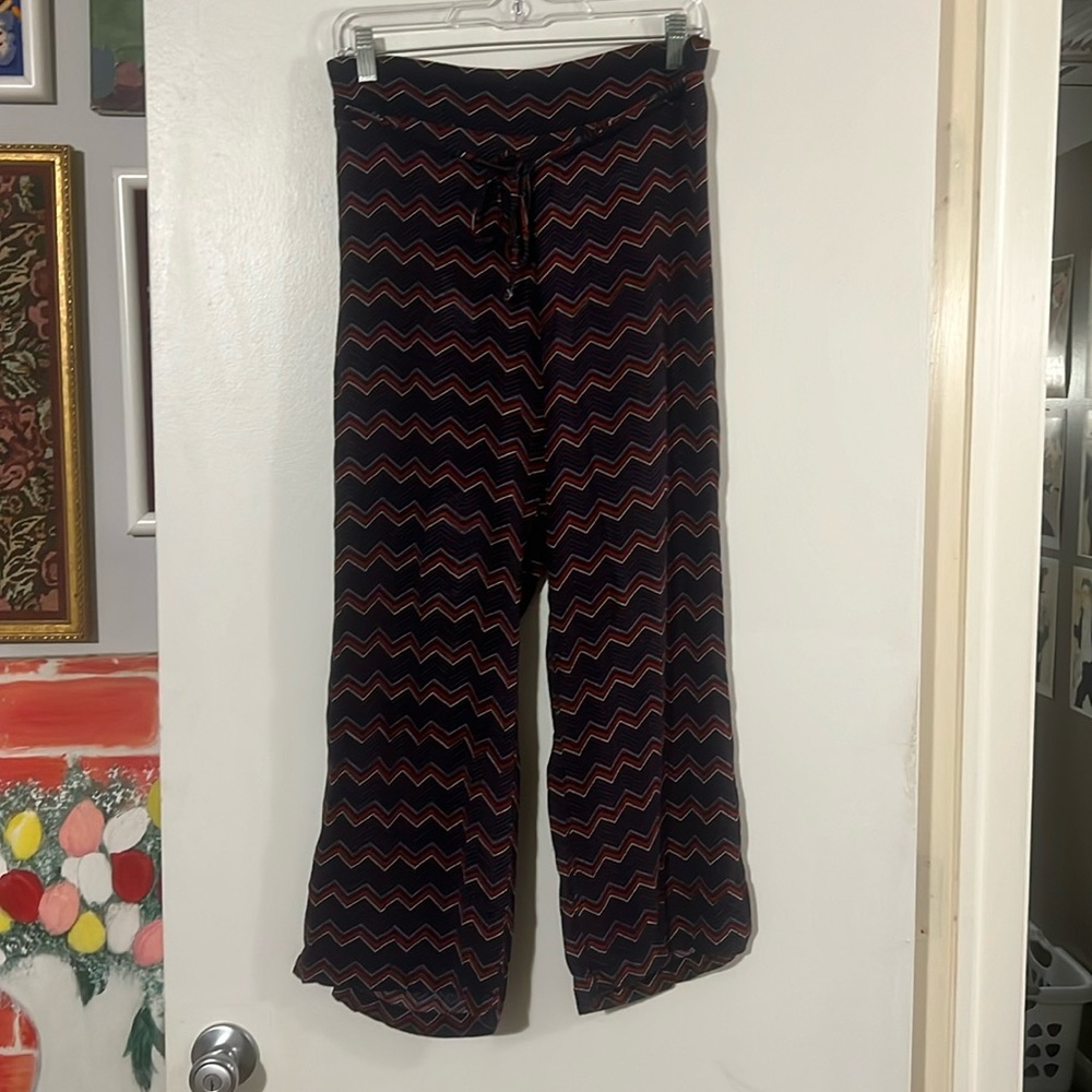 Self Esteem multi color chevron elastic waist drawstring soft pants
